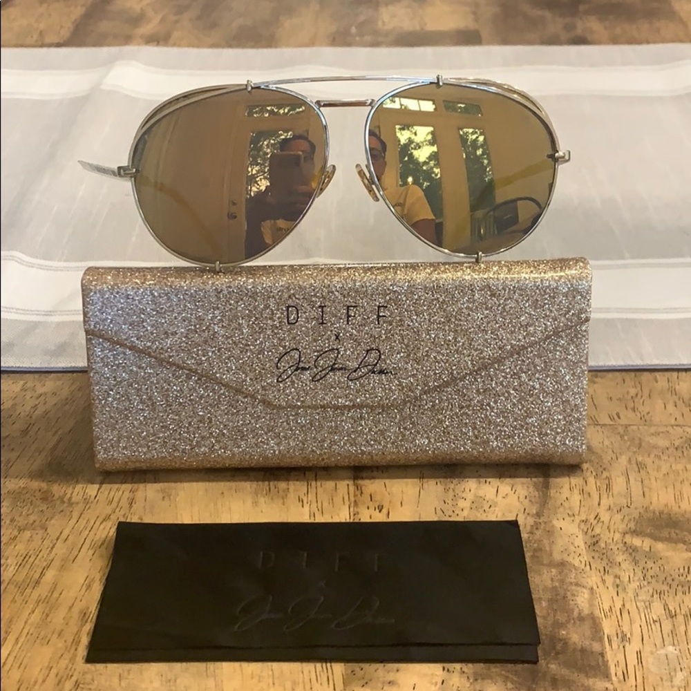 Diff Eyewear Koko Gold Mirrored Sunglasses